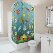 Cartoon-Fische Unterwasser Duschvorhang (Beispiel)