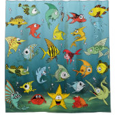 Cartoon-Fische Unterwasser Duschvorhang (Vorderseite)