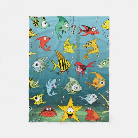 Cartoon-Fische Unterwasser Fleecedecke (Vorderseite)