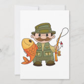 Cartoon Fischer mit großer Fangflotte Einladung (Vorderseite)