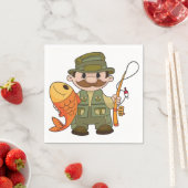 Cartoon Fischer mit großer Fangflotte Serviette (Beispiel)