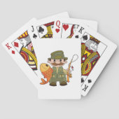 Cartoon Fischer mit großer Fangflotte Spielkarten (Rückseite)