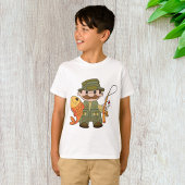 Cartoon Fischer mit großer Fangflotte T-Shirt