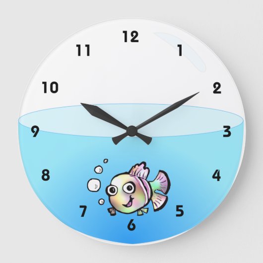 Cartoon Fischschüssel Uhr mit Zahlen (Vorderseite)