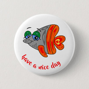 cartoon fish friendly orange grey button