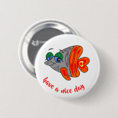 cartoon fish friendly orange grey button (Vorne & Hinten)