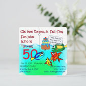 Cartoon Fish Fry Geburtstag Einladung (Stehend Vorderseite)