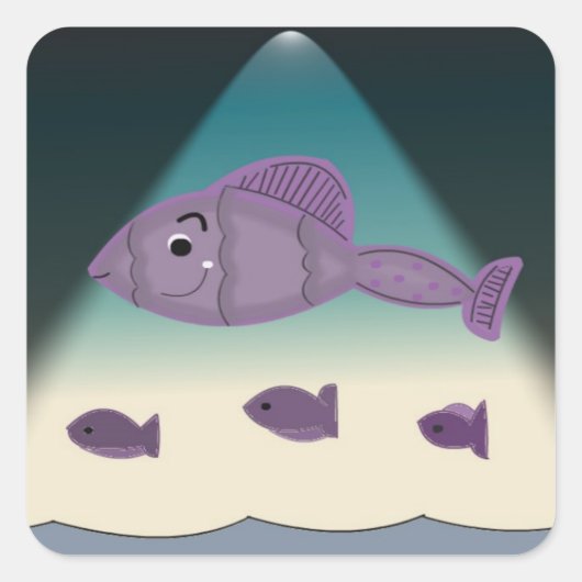 Cartoon Fish Quadratischer Aufkleber (Vorderseite)