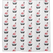 Cartoon Flamingo Pattern Duschvorhang (Vorderseite)