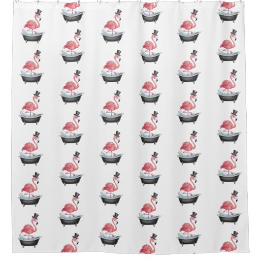 Cartoon Flamingo Pattern Duschvorhang (Vorderseite)