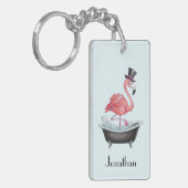 Cartoon Flamingo Personalisiert Schlüsselanhänger (Vorderseite links)