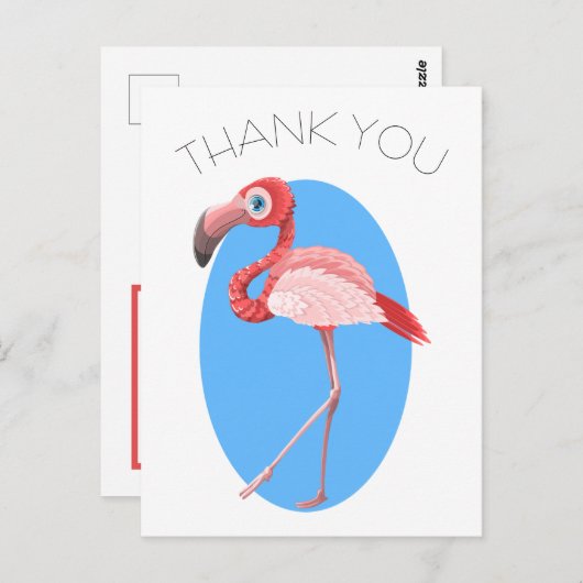 Cartoon Flamingo Vielen Dank Postkarte (Vorne/Hinten)