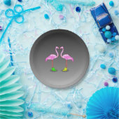 Cartoon Flamingos mit farbenfrohen Winterbooten Pappteller (Party)