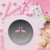 Cartoon Flamingos mit farbenfrohen Winterbooten Pappteller (Party)