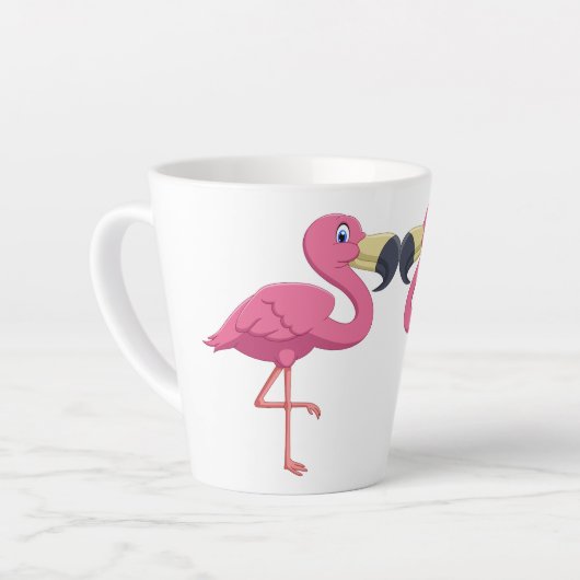 Cartoon Flamingos Personalize Milchtasse (Linke Ecke)