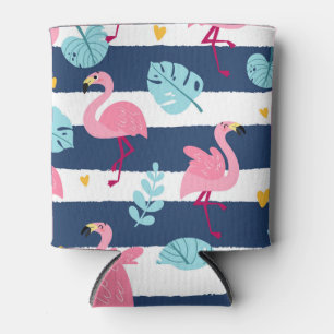 Cartoon Flamingos: Sommer tropisch Vintag. Dosenkühler