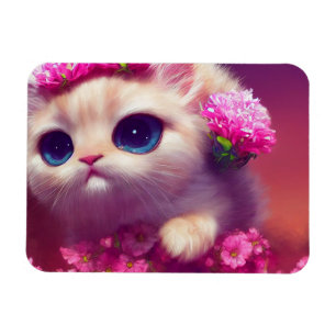 Cartoon flauschiges Babykätzchen mit großen Augen Magnet