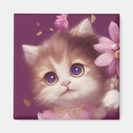 Cartoon flauschiges Babykitt mit großen Augen Magnet