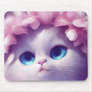 Cartoon flauschiges Babykitt mit großen Augen Mousepad