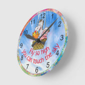 Cartoon Fliegen so hoch Touch der Himmel Runde Wanduhr (Winkel)