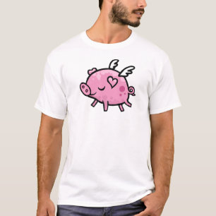 Cartoon-Fliegenschwein T-Shirt