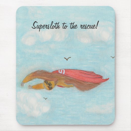 Cartoon fliegt Supersloth. Mousepad. Mousepad (Vorne)