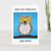 Cartoon Fluffy Owl Faltkarte