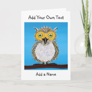 Cartoon Fluffy Owl Faltkarte Karte