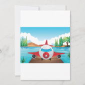 Cartoon Flugzeug auf See Dock Vergnügen Reiseabent Einladung (Vorderseite)