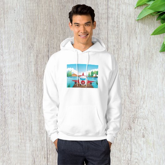 Cartoon Flugzeug auf See Dock Vergnügen Reiseabent Hoodie