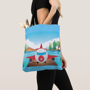 Cartoon Flugzeug auf See Dock Vergnügen Reiseabent Tasche