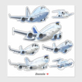 Cartoon Flugzeug Aufkleber (Blatt)