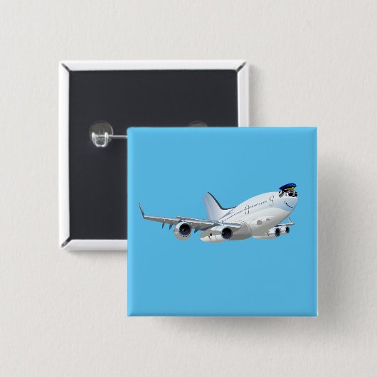 Cartoon Flugzeug Button (Vorne & Hinten)