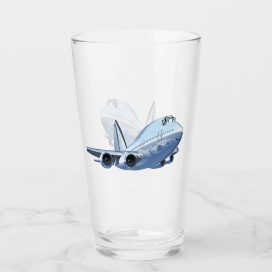 Cartoon Flugzeug Glas (Vorderseite)