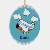 Cartoon Flugzeug mit Name Keramik Ornament (Rechts)