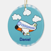 Cartoon Flugzeug mit Name Keramik Ornament (Links)