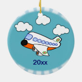 Cartoon Flugzeug mit Name Keramik Ornament (Hinten)