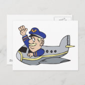 Cartoon-Flugzeug Postkarte (Vorne/Hinten)