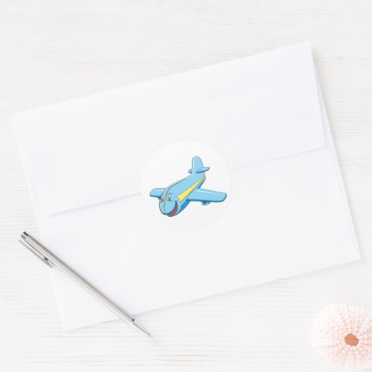 Cartoon Flugzeug Runder Aufkleber (Umschlag)