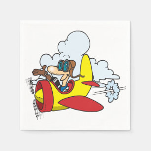 Cartoon Flugzeug und Pilot Papier Napkins Serviette