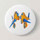 Cartoon-Flugzeuge lebhaft Orange und Blau Button (Vorderseite)