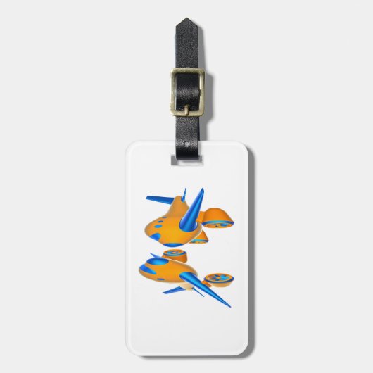 Cartoon-Flugzeuge lebhaft Orange und Blau Gepäckanhänger (Vorderseite vertikal)