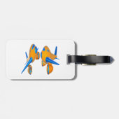 Cartoon-Flugzeuge lebhaft Orange und Blau Gepäckanhänger (Rückseite horizontal)