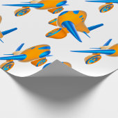 Cartoon-Flugzeuge lebhaft Orange und Blau Geschenkpapier