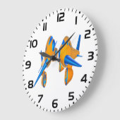 Cartoon-Flugzeuge lebhaft Orange und Blau Große Wanduhr (Winkel)