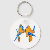 Cartoon-Flugzeuge lebhaft Orange und Blau Schlüsselanhänger (Rückseite)
