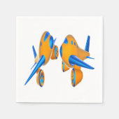 Cartoon-Flugzeuge lebhaft Orange und Blau Serviette (Vorderseite)