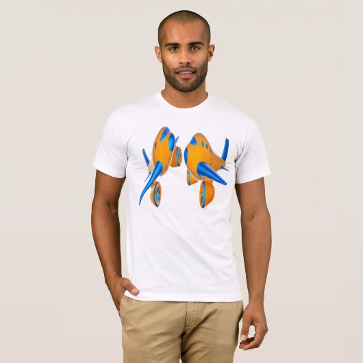 Cartoon-Flugzeuge lebhaft Orange und Blau T-Shirt (Vorne ganz)