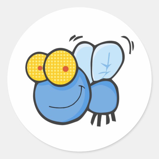 Cartoon Fly Runder Aufkleber (Vorderseite)