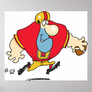 Cartoon Football Player Poster